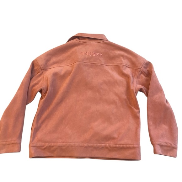 Moussy Suede Like Button Front Jacket Button Up M Pink Embroidered Moussy Back - Picture 2 of 8